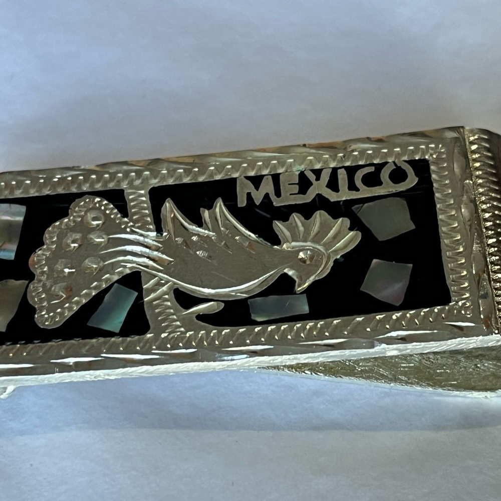 Alpaca Silver and Black Mexican Bird Money Clip - Picture 4 of 6